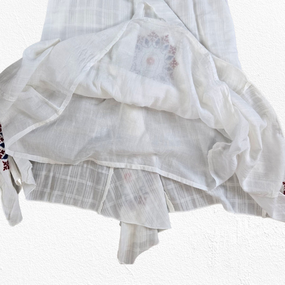 AREA Stars White Embroidered Handkerchief Tassel Boho Hi Low Dress Size Medium - Picture 13 of 13